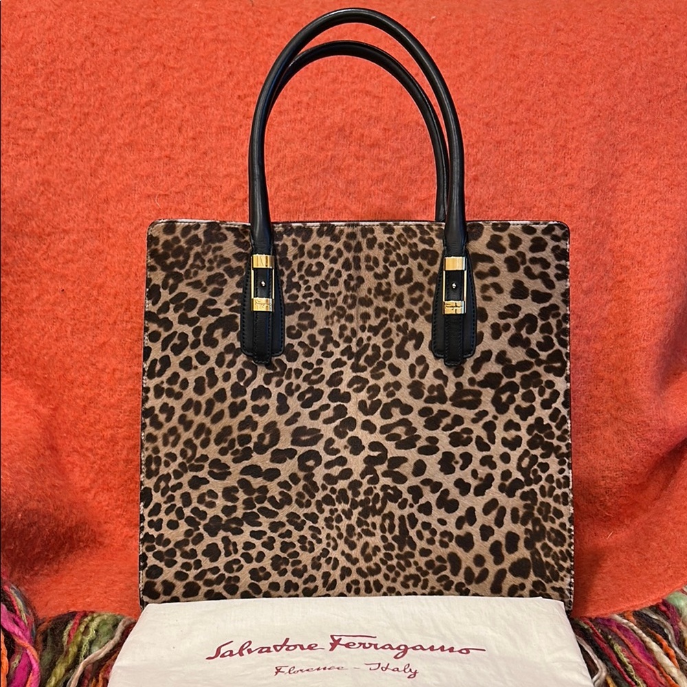 🚫SOLD🚫SOLD🚫 Salvatore Ferragamo Leopard Calf Hair Tote Bag with Dust Bag and COA